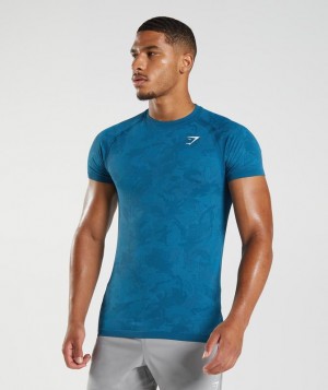 Sleeveless Top Gymshark Geo Seamless T-Shirt Azules | YBUJS8147