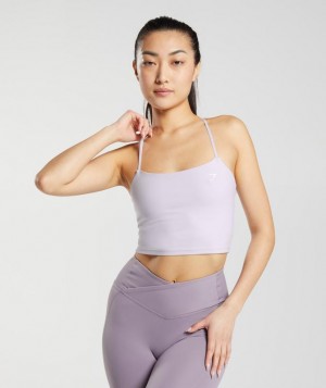 Sleeveless Top Gymshark Tiras Crop Cami Tank Iced Lilac | ZCPLE7650