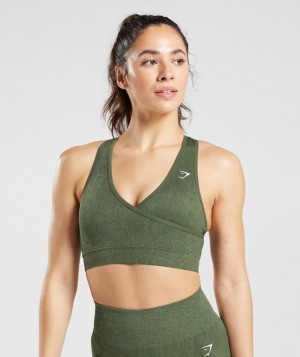 Sports Bras Gymshark Adapt Animal Seamless Sports Bra Verde Oliva | SDXQV6431