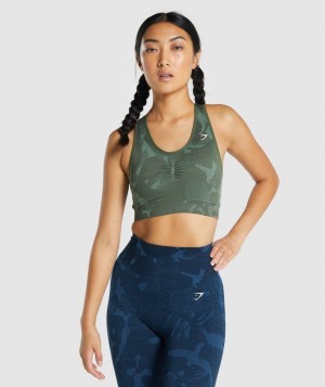 Sports Bras Gymshark Adapt Camo Seamless Racer Back Sports Bra Verde | XSPZO2489