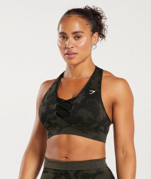 Sports Bras Gymshark Adapt Camo Seamless Acanalado Sports Bra Marrones | JAOYX8792