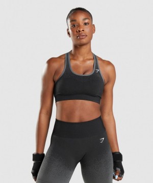 Sports Bras Gymshark Adapt Ombre Seamless Sports Bra Black/Grey | WCUER2851