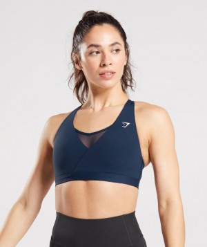 Sports Bras Gymshark Crossover Sports Bra Azul Marino | HGBDC6187