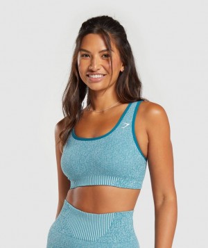 Sports Bras Gymshark Marl Seamless Scoop Bra Azules Claro Gris | LIZBA8590