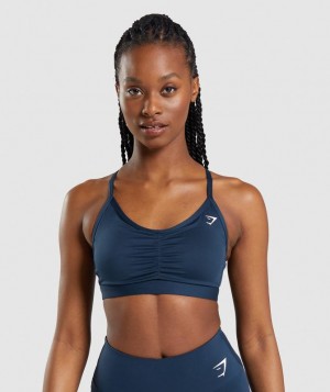 Sports Bras Gymshark Ruched Sports Bra Azul Marino | SHWTI8931