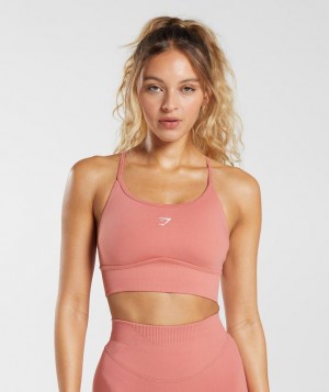 Sports Bras Gymshark Sweat Seamless Longline Sports Bra Rosas | KROLQ4520