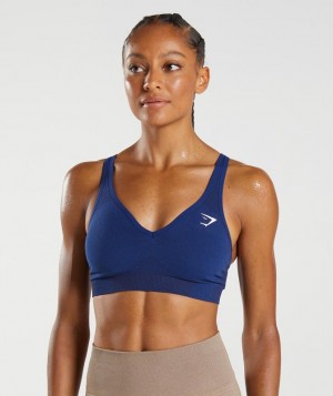 Sports Bras Gymshark Vital Seamless 2.0 V Neck Sports Bra Azules | VXSPT8327