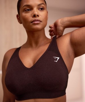 Sports Bras Gymshark Vital Seamless 2.0 V Neck Sports Bra Marrones | YFQGV2067