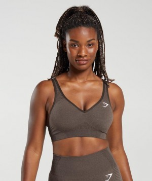 Sports Bras Gymshark Vital Seamless 2.0 V Neck Sports Bra Marrones | DKQGS9328