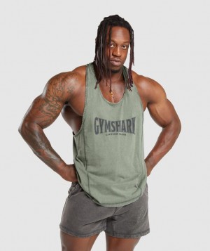 Stringer Gymshark Heritage Washed Stringer Verde | BUKXN4725