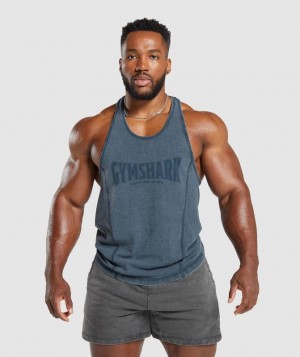 Stringer Gymshark Heritage Washed Stringer Azul Marino | ZIJOQ4208