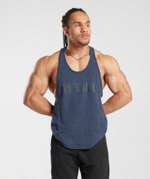 Stringer Gymshark Power Washed Stringer Azules | KUWVJ4508