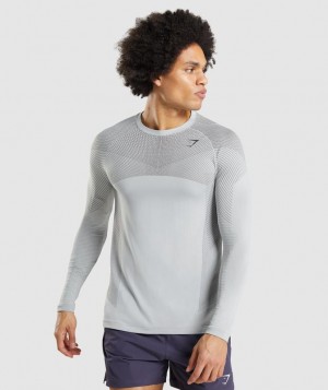 T-Shirts Gymshark Apex Seamless Long Sleeve T-Shirt Verde Menta Gris | IRTBF7264