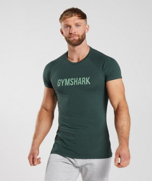 T-Shirts Gymshark Apollo T-Shirt Obsidian Verde | TUNOG6978