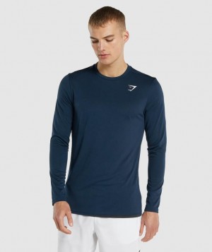 T-Shirts Gymshark Arrival Long Sleeve T-Shirt Azul Marino | ORLUE3862