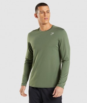 T-Shirts Gymshark Arrival Long Sleeve T-Shirt Verde Oliva | QLXJC3016