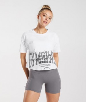 T-Shirts Gymshark Collegiate Midi Top Blancas | MOXUZ6598