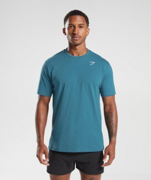 T-Shirts Gymshark Crest T-Shirt Azules | HPINC3610