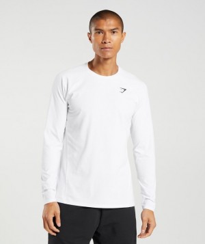 T-Shirts Gymshark Critical Long Sleeve T-Shirt Blancas | YZIST9710