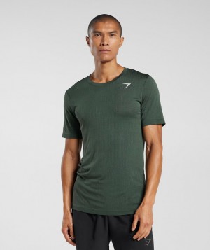 T-Shirts Gymshark Deporte Seamless T-Shirt Fog Green/Black | DAEIN4387