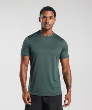 T-Shirts Gymshark Deporte T-Shirt Fog Green/Black Marl | RPVZU8976