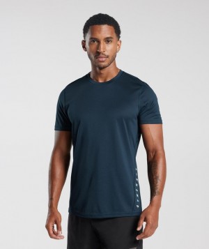 T-Shirts Gymshark Deporte T-Shirt Navy/Black Marl | NMLFQ7016