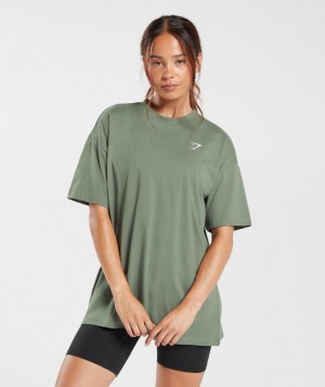 T-Shirts Gymshark Entrenamiento Oversized T-Shirt Verde | WZBKC8015