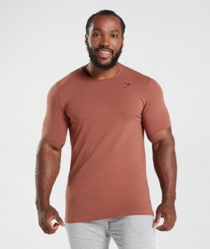 T-Shirts Gymshark Essential T-Shirt Rosas Marrones | KDYGF9780