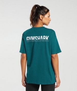 T-Shirts Gymshark Fraction Oversized T-Shirt Verde Menta | NLWUP8134