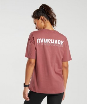 T-Shirts Gymshark Fraction Oversized T-Shirt Soft Berry | PJTKH3802