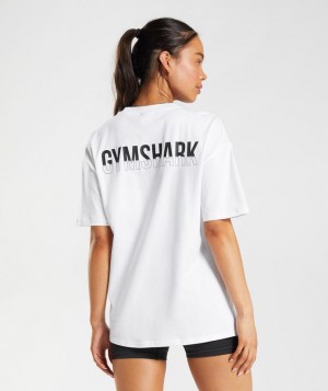 T-Shirts Gymshark Fraction Oversized T-Shirt Blancas | KFYBC9062