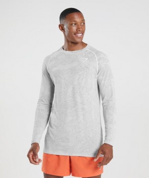 T-Shirts Gymshark Geo Seamless Long Sleeve T-Shirt Gris | CEWBA5102