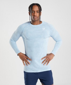 T-Shirts Gymshark Geo Seamless Long Sleeve T-Shirt Azules | UNCHL3819