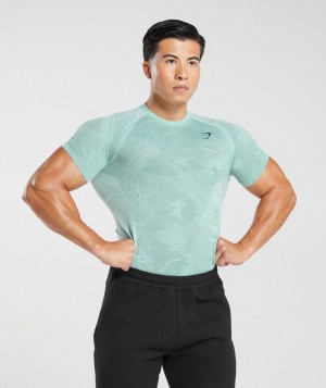 T-Shirts Gymshark Geo Seamless T-Shirt Azules | TKJAV7208