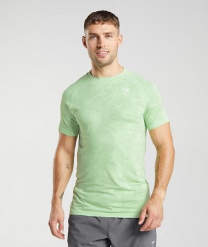 T-Shirts Gymshark Geo Seamless T-Shirt Verde | QPICT8352