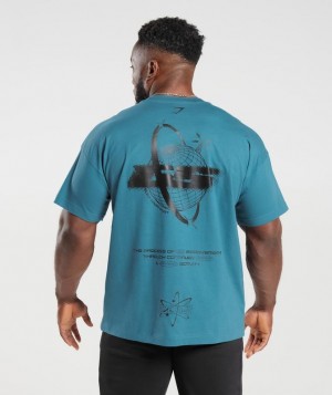 T-Shirts Gymshark Intergalactic Lifting Oversized T-Shirt Azules | MKFBX9678