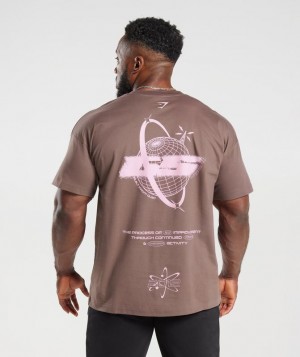 T-Shirts Gymshark Intergalactic Lifting Oversized T-Shirt Walnut Mauve | DUEJF6240