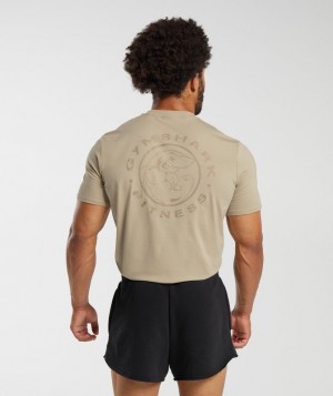 T-Shirts Gymshark Legacy T-Shirt Beige | TWYSF7802