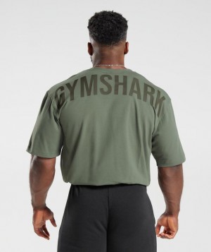 T-Shirts Gymshark Power T-Shirt Verde | EJNCS7108