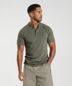 T-Shirts Gymshark Rest Day Commute Polo Shirt Verde Oliva | KOWYZ8560