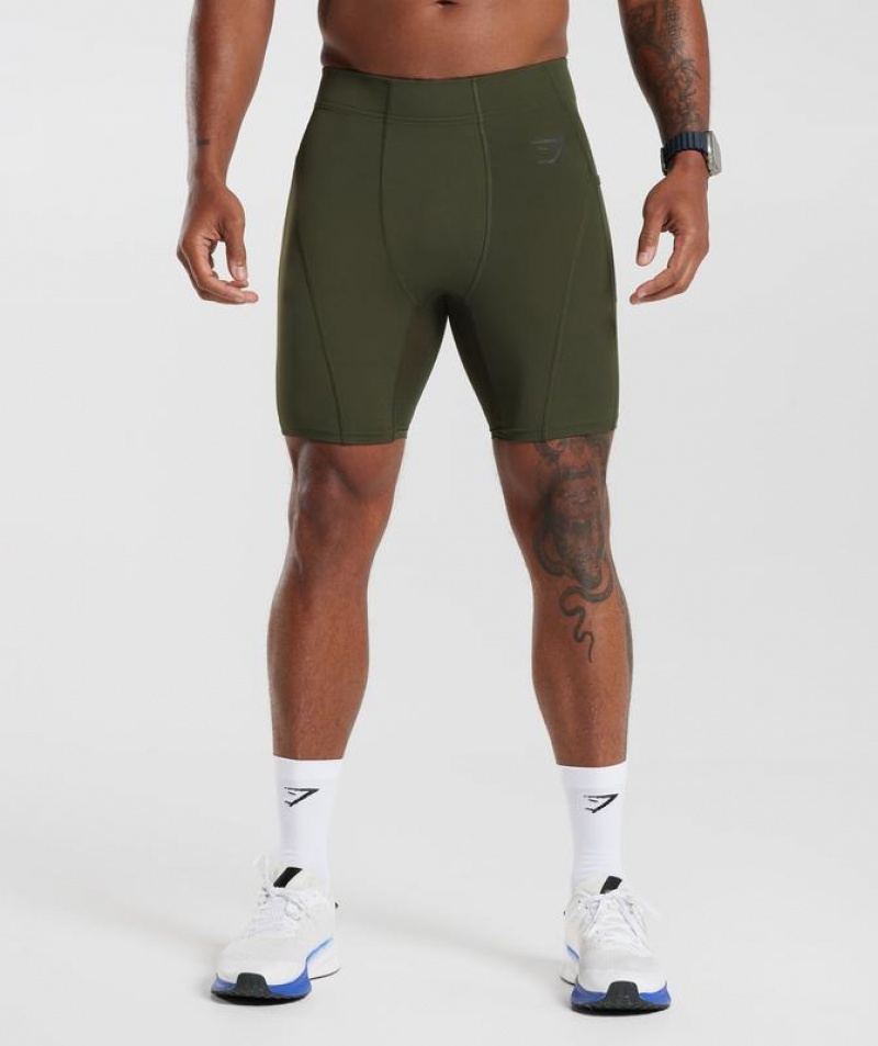 Baselayer Gymshark Control Baselayer Shorts Verde Oliva | DBACE1378