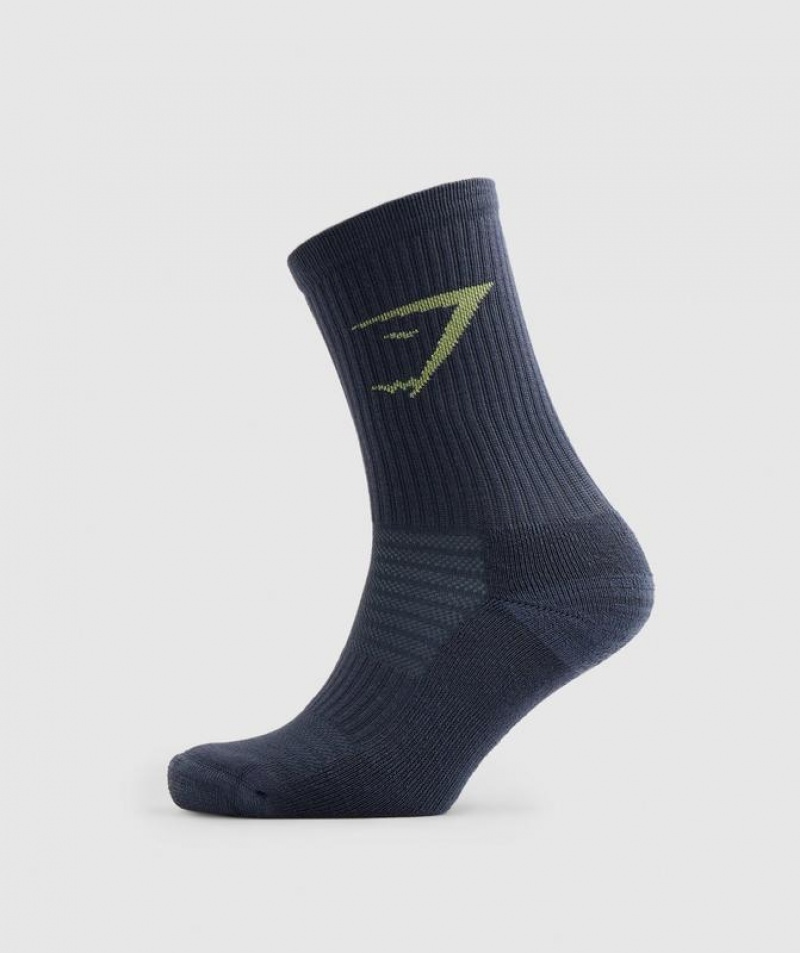 Calcetines Gymshark Crew Socks 3pk Green/Grey/Blue | MJHNO1962