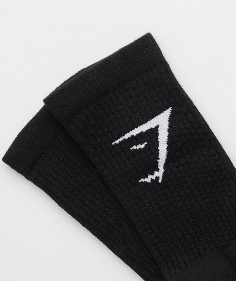 Calcetines Gymshark Crew Socks 3pk Negras | MVXUW4089