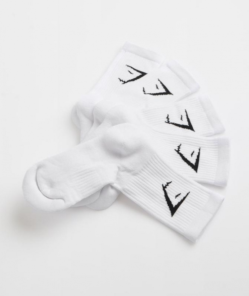 Calcetines Gymshark Crew Socks 5pk Blancas | TVSGM0568