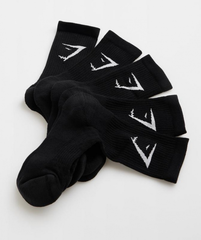 Calcetines Gymshark Crew Socks 5pk Negras | GYRTH2741