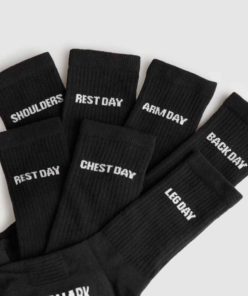 Calcetines Gymshark GFX Crew Socks 7PK Negras | MJNAL4983