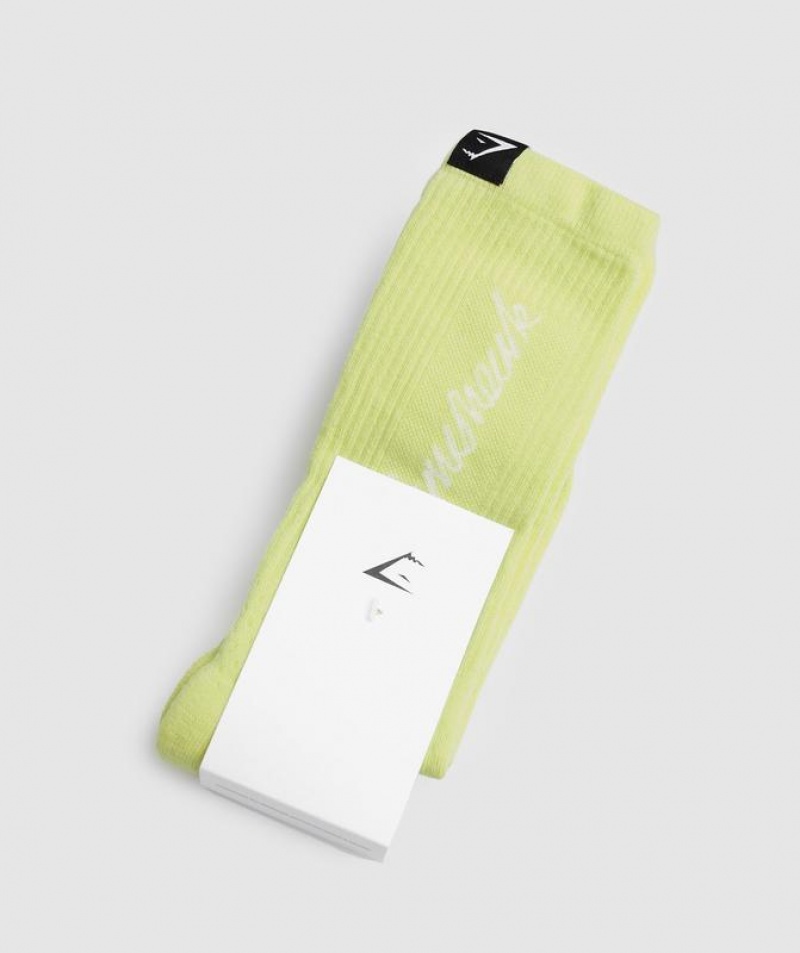 Calcetines Gymshark Handwriting Sock Firefly Green/White | QYRPH1285