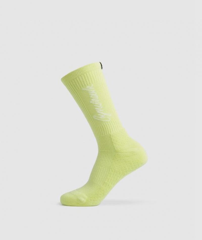 Calcetines Gymshark Handwriting Sock Firefly Green/White | ZNCHQ9367