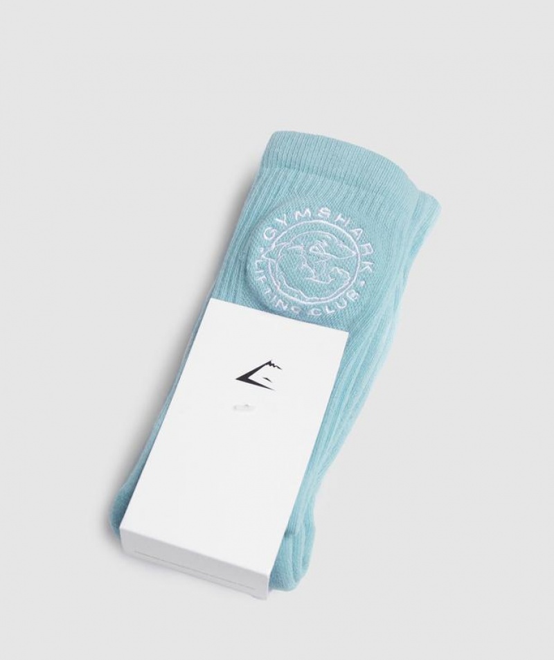 Calcetines Gymshark Legacy Crew Socks 2pk Iceberg Blue/White | JGOPD2035