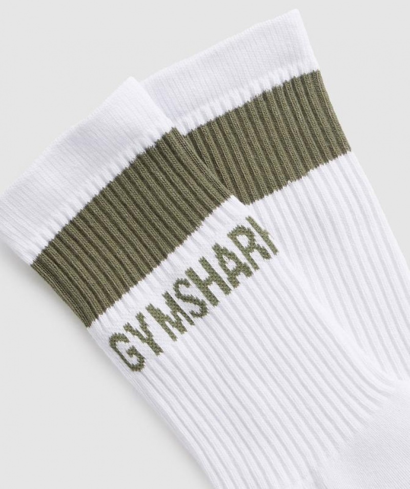 Calcetines Gymshark Premium Crew Socks 1pk Verde Oliva | SOVBE1952